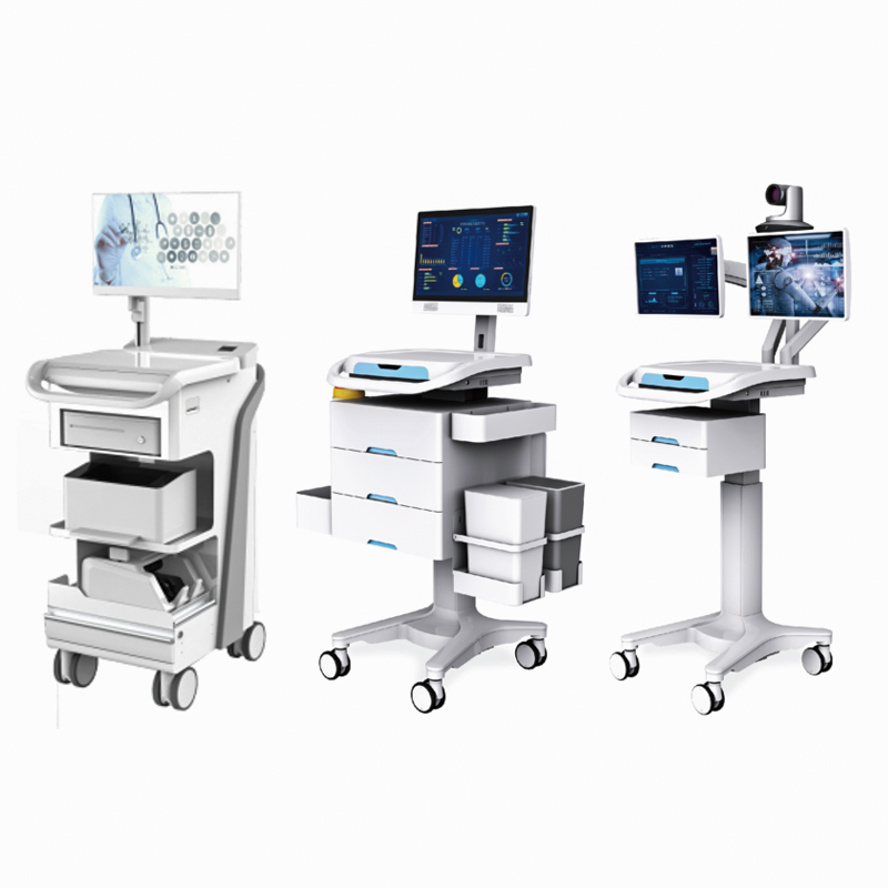 Mobile medical computer cart with adjustable height and monitor mount